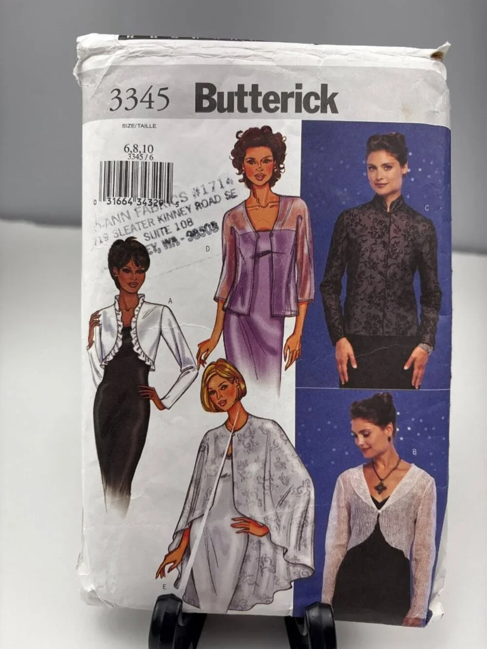 Butterick 3345 Misses Jacket Cape Sewing Pattern Size 6 8 10 Uncut 2001